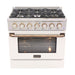 Kucht 36 Inch Professional KNG Series Customized Natural Gas Stainless Steel Range with White Oven Door G Burners