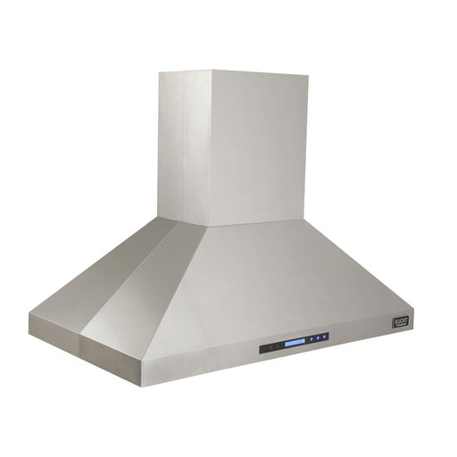 Kucht 48 Inch 1200 CFM Stainless Steel Ducted Island Mount Range Hood with LCD display and Sensor Touch Controls Side