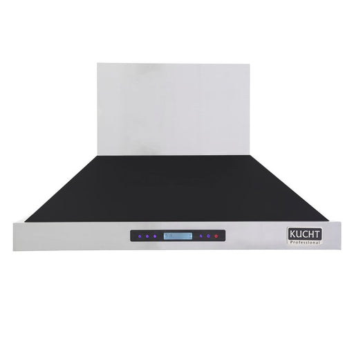 Kucht 48 Inch 1200 CFM Stainless Steel Wall Mounted Range Hood with LCD Display, Sensor Touch Controls and Color Options Black