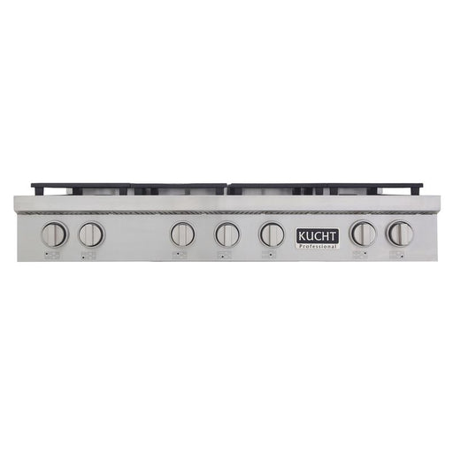 Kucht 48 Inch KFX Series Gas Range Top with Color Knobs Silver