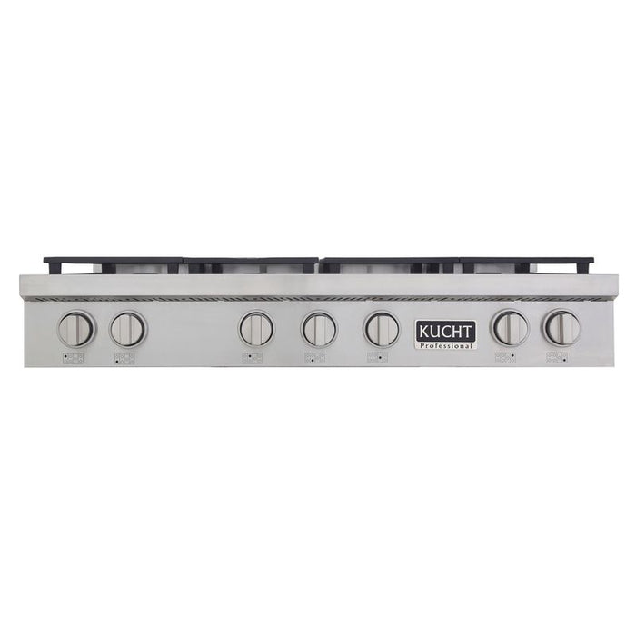 Kucht 48 Inch KFX Series Gas Range Top with Color Knobs Silver