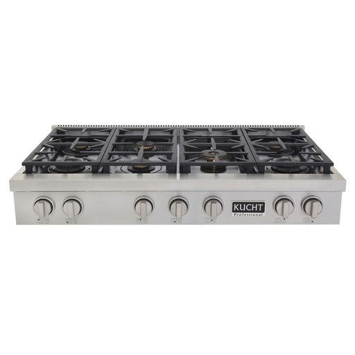 Kucht 48 Inch KFX Series Gas Range Top with Color Knobs Silver