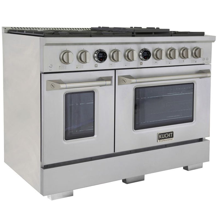 Kucht 48 Inch KX Series Gas Stainless Steel Door Dual Fuel Range with Digital Thermostat Side
