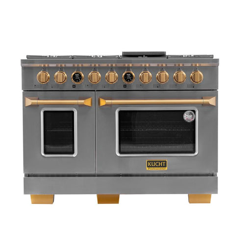 Kucht 48 Inch KX Series Gas Stainless Steel Door Dual Fuel Range with Gold Finish and Digital Thermostat Main