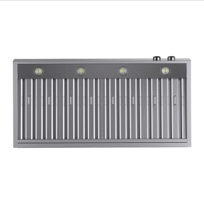 Kucht 48 Inch Pro-Style 1200 CFM Classic Stainless Steel Wall Mounted Range Hood with Two Round Digital Dial Touchscreen Controls Filter