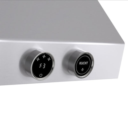Kucht 48 Inch Pro-Style 1200 CFM Stainless Steel Ducted Under Cabinet Range Hood with Two Round Digital Dial Touchscreen Controls