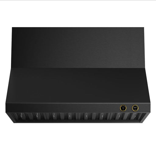 Kucht 48 Inch Pro-Style 1200 CFM Titanium Stainless Steel Wall Mounted Gold Accents Range Hood with Two Round Digital Dial Touchscreen Controls Main