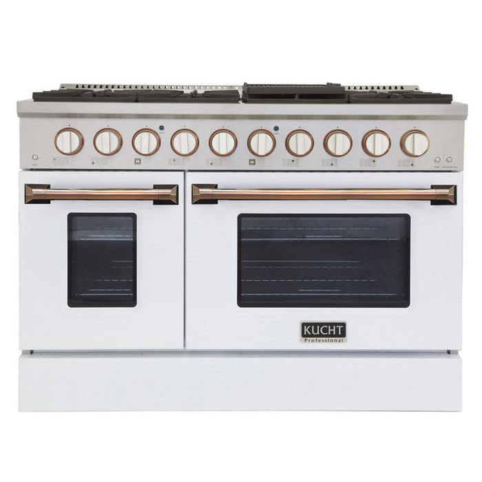 Kucht 48 Inch Pro-Style KDF Series Customized Liquid Propane Gas Stainless Steel Dual Fuel Range with White Oven Door G Main