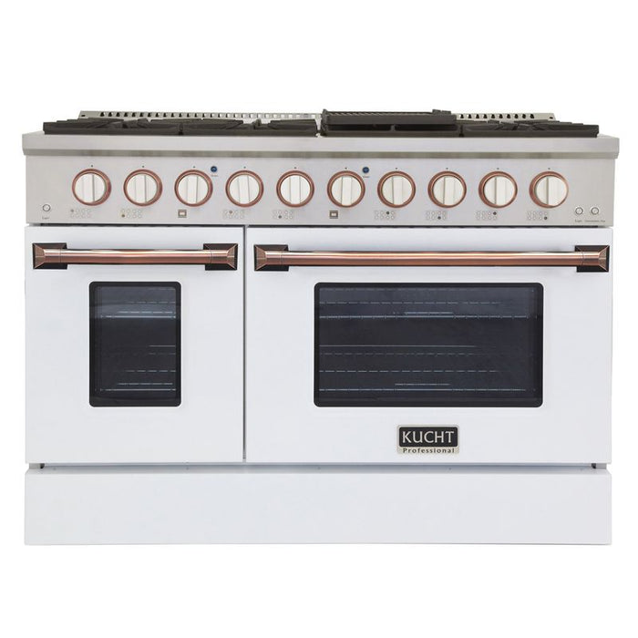 Kucht 48 Inch Pro-Style KDF Series Customized Natural Gas Stainless Steel Dual Fuel Range with White Oven Door RG Main