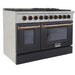 Kucht 48 Inch Pro-Style KDF Series Customized Natural Gas Stainless Steel Dual Fuel Range with Black Oven Door G Side