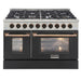 Kucht 48 Inch Pro-Style KDF Series Customized Natural Gas Stainless Steel Dual Fuel Range with Black Oven Door G Burners