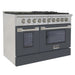 Kucht 48 Inch Pro-Style KDF Series Liquid Propane Gas Stainless Steel Dual Fuel Range with Grey Oven Door Side