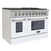 Kucht 48 Inch Pro-Style KDF Series Liquid Propane Gas Stainless Steel Dual Fuel Range with White Oven Door Side
