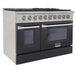 Kucht 48 Inch Pro-Style KDF Series Natural Gas Stainless Steel Dual Fuel Range with Black Oven Door Side