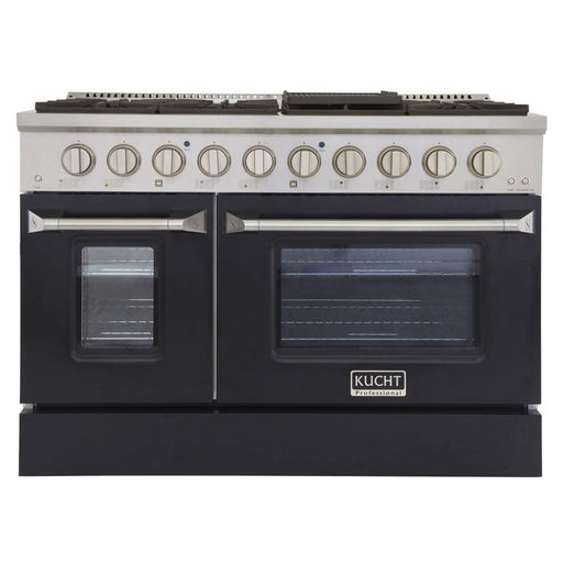 Kucht 48 Inch Pro-Style KDF Series Natural Gas Stainless Steel Dual Fuel Range with Black Oven Door Main