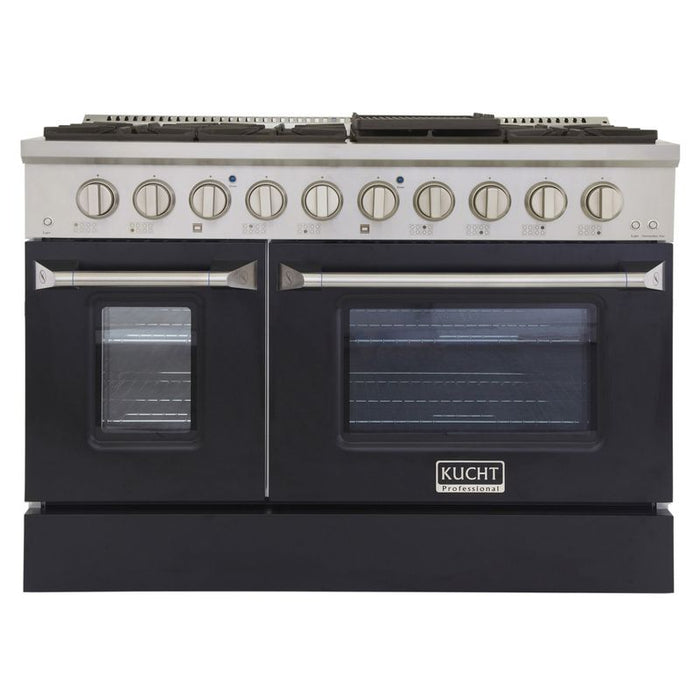 Kucht 48 Inch Pro-Style KDF Series Natural Gas Stainless Steel Dual Fuel Range with Black Oven Door Main