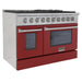 Kucht 48 Inch Pro-Style KDF Series Natural Gas Stainless Steel Dual Fuel Range with Red Oven Door Side