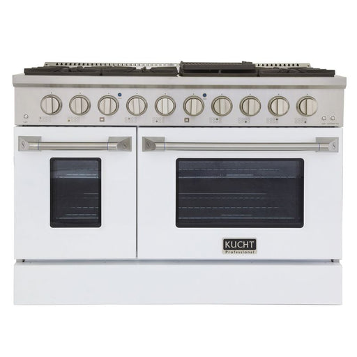 Kucht 48 Inch Pro-Style KDF Series Natural Gas Stainless Steel Dual Fuel Range with White Oven Door Main