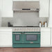 Kucht 48 Inch Professional 6.7 Cu. Ft. Natural Gas Stainless Steel Range with Sealed Burners, Griddle/Grill, Double Oven and Convection Oven in Green Oven Door Attached
