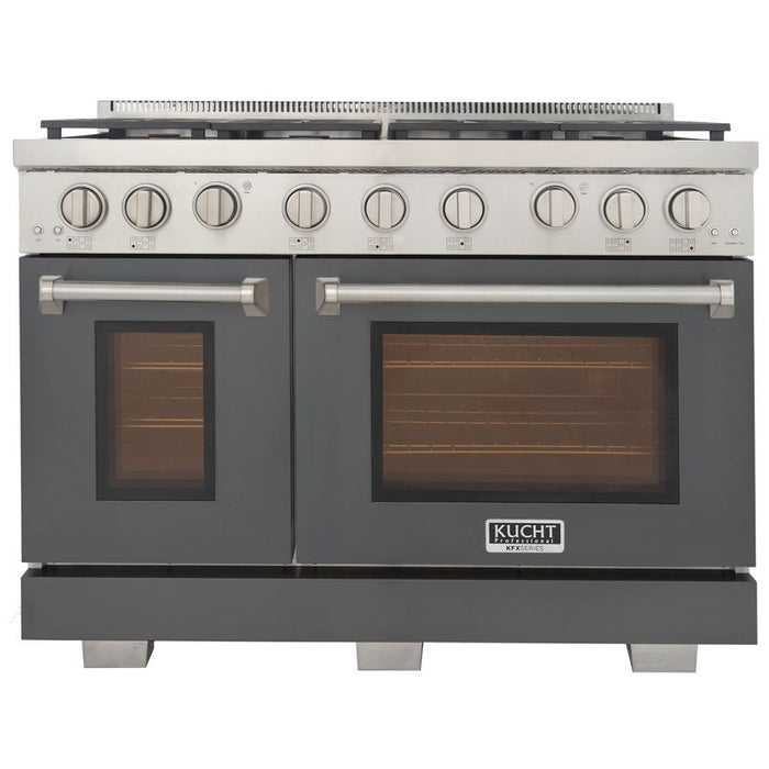 Kucht 48 Inch Professional KFX-X Series Liquid Propane Stainless Steel Range with Convection Oven in Gray Oven Door Main