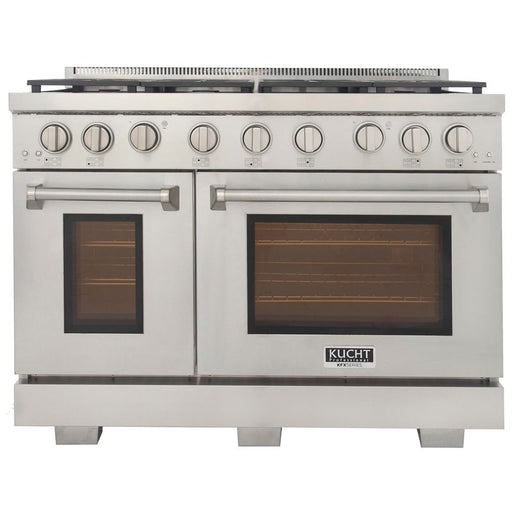 Kucht 48 Inch Professional KFX-X Series Liquid Propane Stainless Steel Range with Convection Oven in Silver Oven Door Main