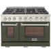 Kucht 48 Inch Professional KFX-X Series Natural Gas Stainless Steel Range with Convection Oven in Green Oven Door Burners
