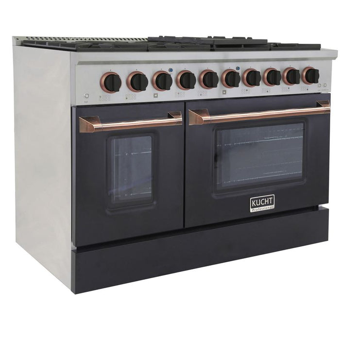 Kucht 48 Inch Professional KNG Series Customized Liquid Propane Gas Stainless Steel Range with Black Oven Door RG Side