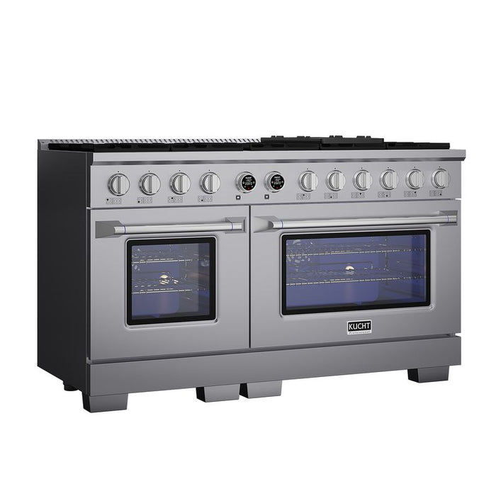 Kucht 60 Inch KX Series Gas Stainless Steel Door Dual Fuel Range with Digital Thermostat Side