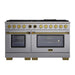 Kucht 60 Inch KX Series Gas Stainless Steel Door Dual Fuel Range with Gold Finish and Digital Thermostat Main