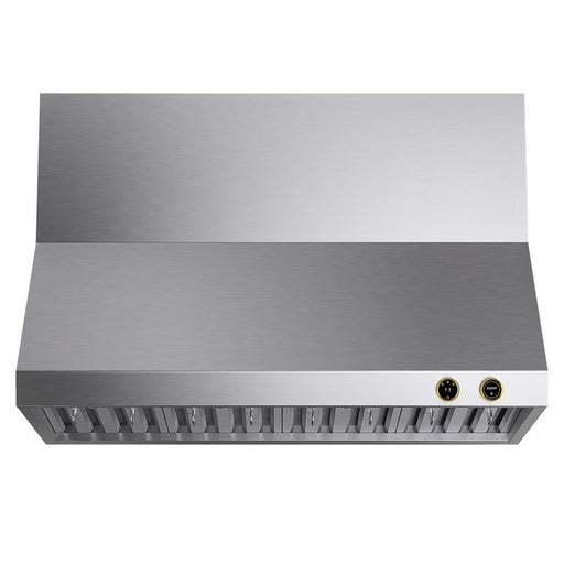 Kucht 60 Inch Pro-Style 1200 CFM Classic Stainless Steel Wall Mounted Gold Accents Range Hood with Two Round Digital Dial Touchscreen Controls Main