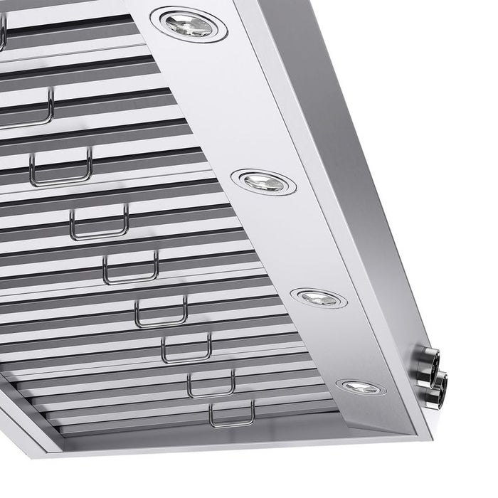 Kucht 60 Inch Pro-Style 1200 CFM Stainless Steel Ducted Under Cabinet Range Hood with Two Round Digital Dial Touchscreen Controls Below
