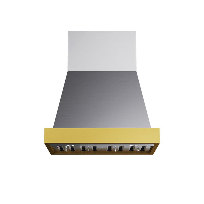 Kucht Gemstone 30 Inch 600 CFM Stainless Steel Wall Mounted Gold Accents Range Hood with LCD Display and Sensor Touch Controls Main