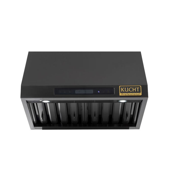 Kucht Gemstone 30 Inch 900 CFM Titanium Stainless Steel Ducted Under Cabinet Range Hood with LCD Display and Sensor Touch Controls Below