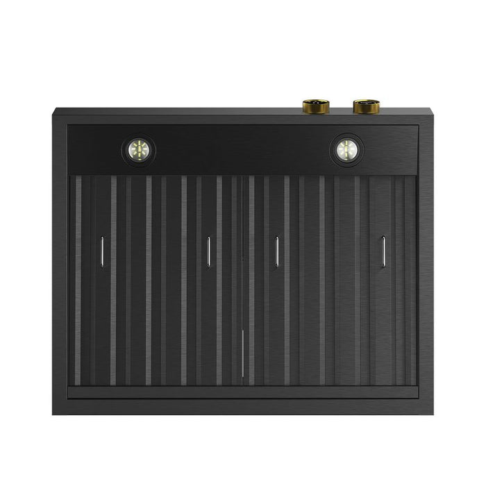 Kucht Gemstone 30 Inch Pro-Style 900 CFM Titanium Stainless Steel Ducted Under Cabinet Range Hood with Two Round Digital Dial Gold Touchscreen Controls Filter