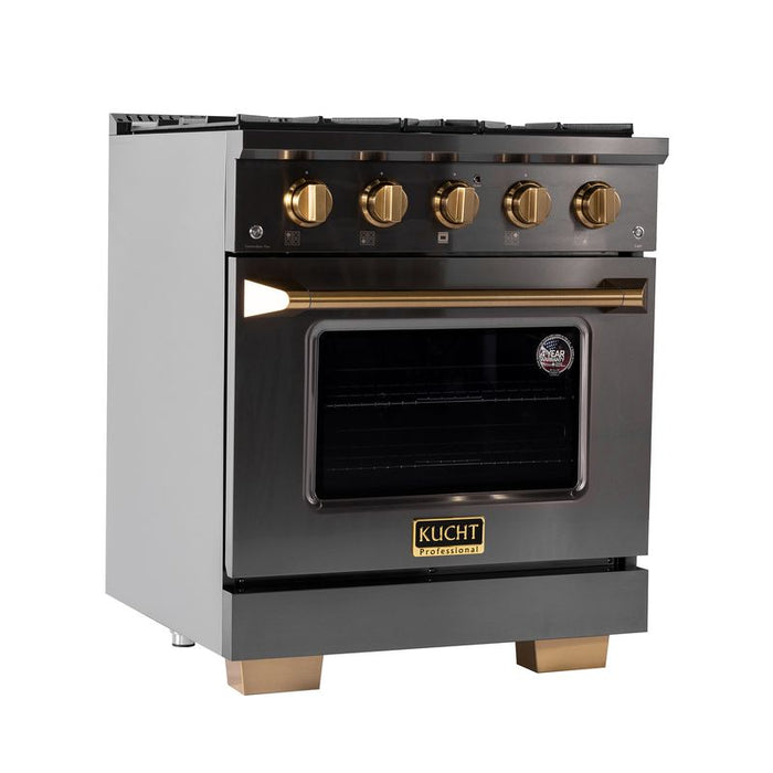 Kucht Gemstone 30 Inch Professional KED Series Gas Titanium Stainless Steel Dual Fuel Range Side