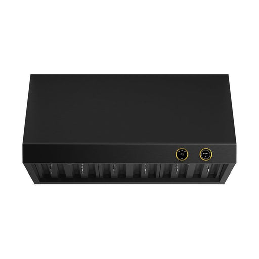 Kucht Gemstone 36 Inch Pro-Style 900 CFM Titanium Stainless Steel Ducted Under Cabinet Range Hood with Two Round Digital Dial Gold Touchscreen Controls Main