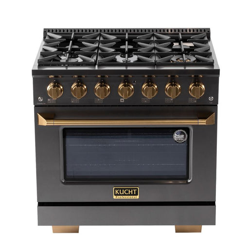 Kucht Gemstone 36 Inch Professional KED Series Gas Titanium Stainless Steel Dual Fuel Range Burners