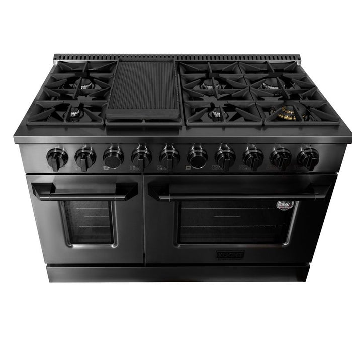 Kucht Gemstone 48 Inch KX Series Gas Titanium Stainless Steel Door Dual Fuel Range with Digital Thermostat and Titanium Accessories Griddle