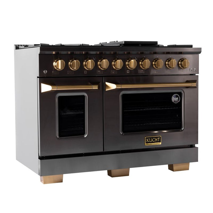 Kucht Gemstone 48 Inch Professional KED Series Gas Titanium Stainless Steel Dual Fuel Range Side