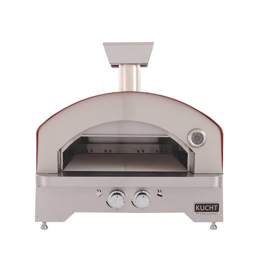 Kuct Napoli Portable Propane Gas Outdoor Pizza Oven in Red Open