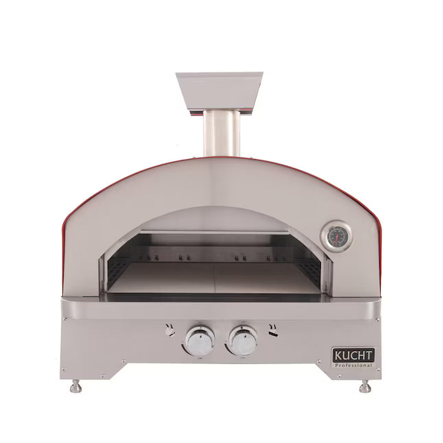Kuct Napoli Portable Propane Gas Outdoor Pizza Oven in Red Open