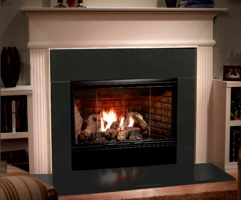 Majestic Reveal 42 Inch Open Hearth B-Vent Gas Fireplace with IntelliFire Ignition System Attached