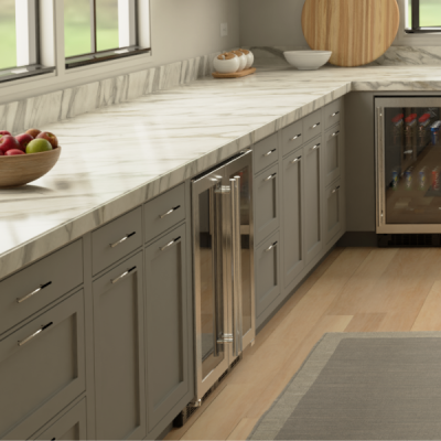 Marvel 15 Inch Classic Built In/Freestanding Stainless Steel Beverage Center Installed