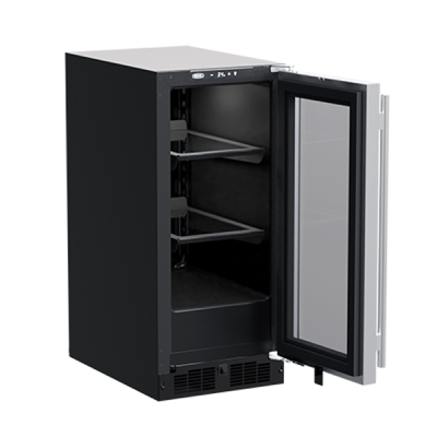 Marvel 15 Inch Classic Built In/Freestanding Stainless Steel Refrigerator Open