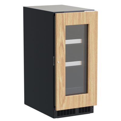 Marvel 15 Inch Professional Built In/Freestanding Panel Ready Beverage Center with Reversible Hinge Glass Door