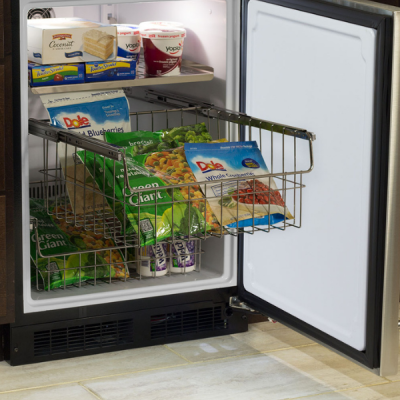 Marvel 24 Inch Classic Built In/Freestanding Freezer Solid Door Open