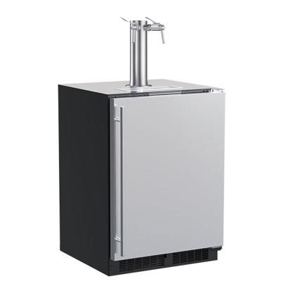 Marvel 24 Inch Classic Built In/Freestanding Wine and Beverage Tap Stainless Steel Dispenser Solid Door Twin Tap