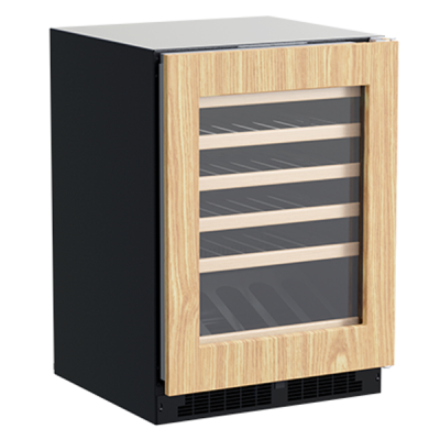 Marvel 24 Inch Classic Single Zone Built In/Freestanding Panel Ready Wine Refrigerator with Display Rack Glass Door