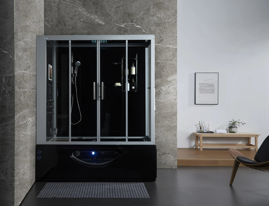 Maya Bath Black Platinum Catania Left Position Steam Shower Attached
