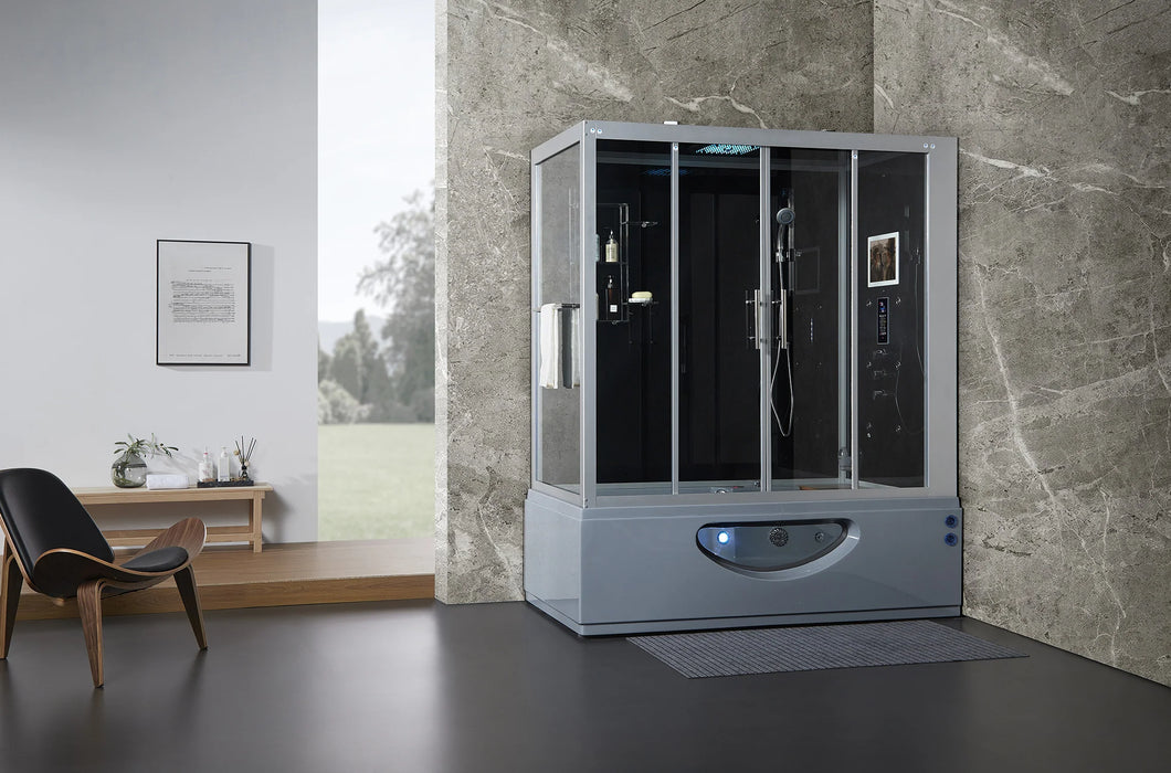 Maya Bath Grey Platinum Catania Right Position Steam Shower Attached